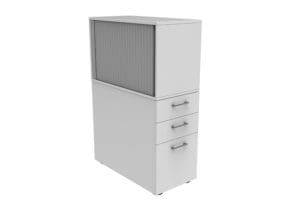 Personal Storage Unit with Open Shelf, Drawer Bank and Rubbish Bin Alcove